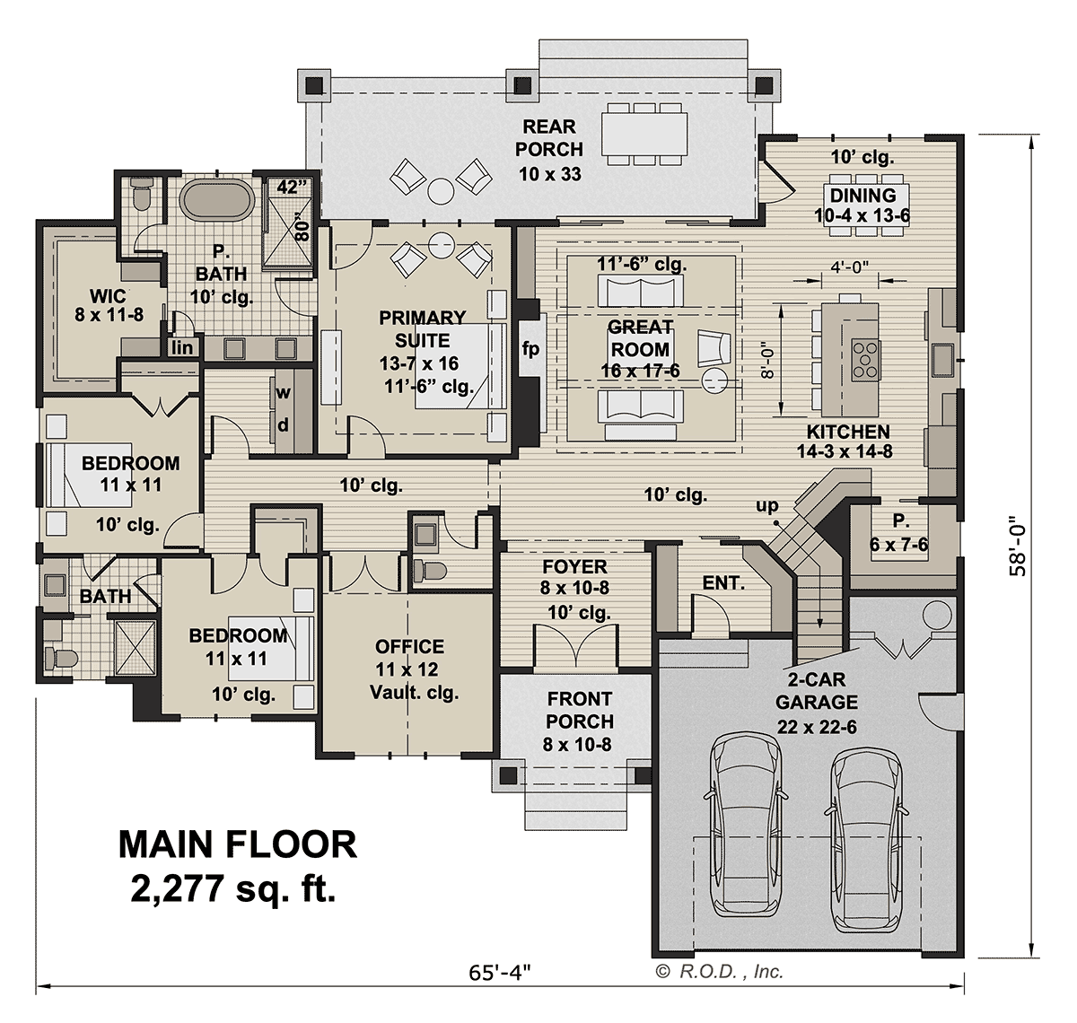Farmhouse Traditional Level One of Plan 41934