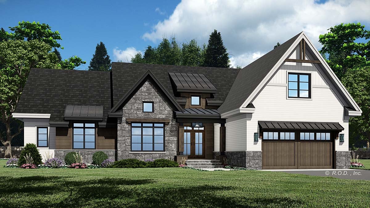 Farmhouse, Traditional Plan with 2277 Sq. Ft., 3 Bedrooms, 3 Bathrooms, 2 Car Garage Elevation