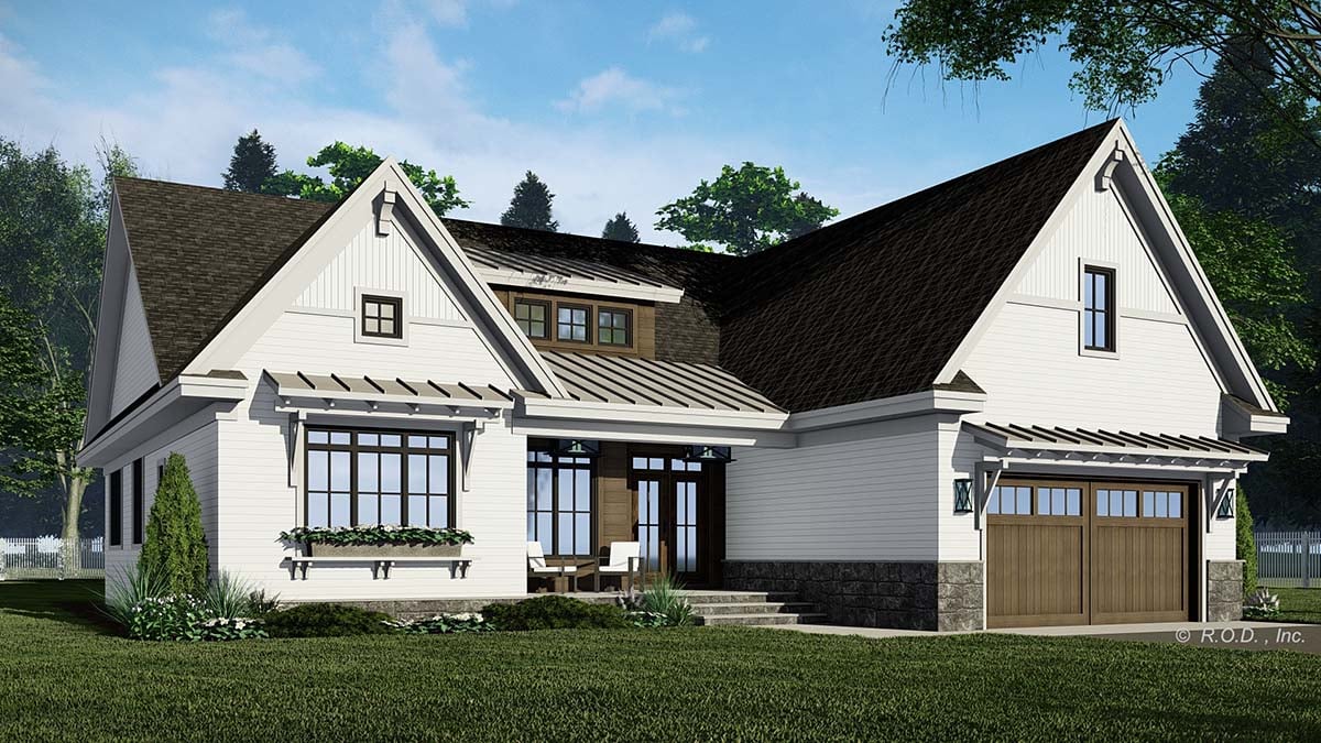 Farmhouse Plan with 2013 Sq. Ft., 3 Bedrooms, 3 Bathrooms, 2 Car Garage Picture 3