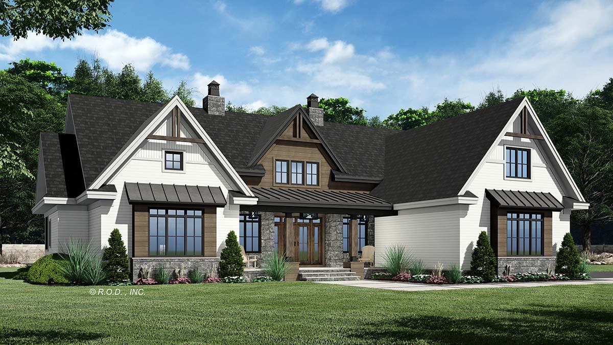 Farmhouse Plan with 2660 Sq. Ft., 3 Bedrooms, 3 Bathrooms, 2 Car Garage Picture 3