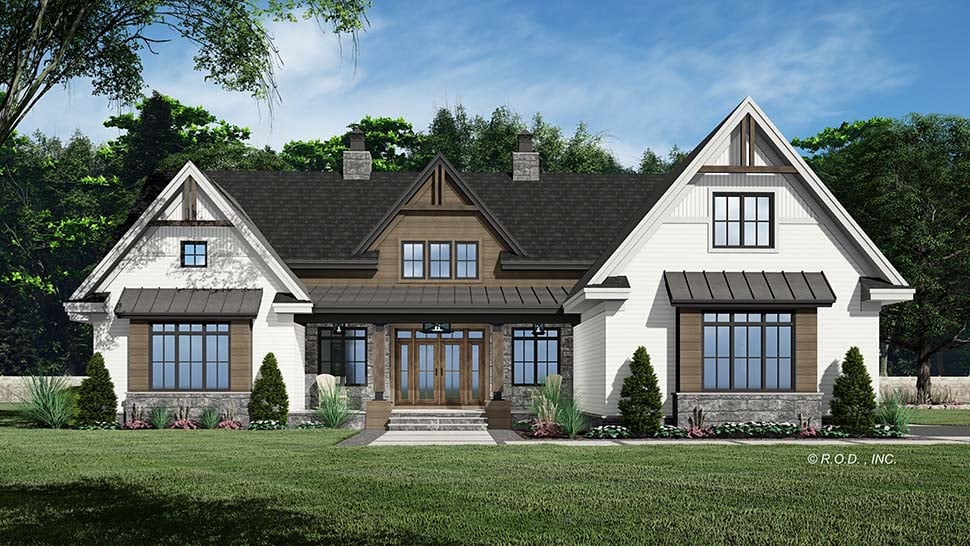 Farmhouse Plan with 2660 Sq. Ft., 3 Bedrooms, 3 Bathrooms, 2 Car Garage Picture 4