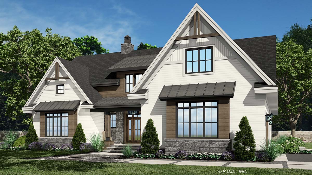 Farmhouse Plan with 3415 Sq. Ft., 4 Bedrooms, 3 Bathrooms, 2 Car Garage Picture 2