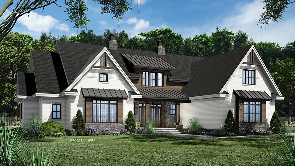Farmhouse Plan with 3415 Sq. Ft., 4 Bedrooms, 3 Bathrooms, 2 Car Garage Picture 3