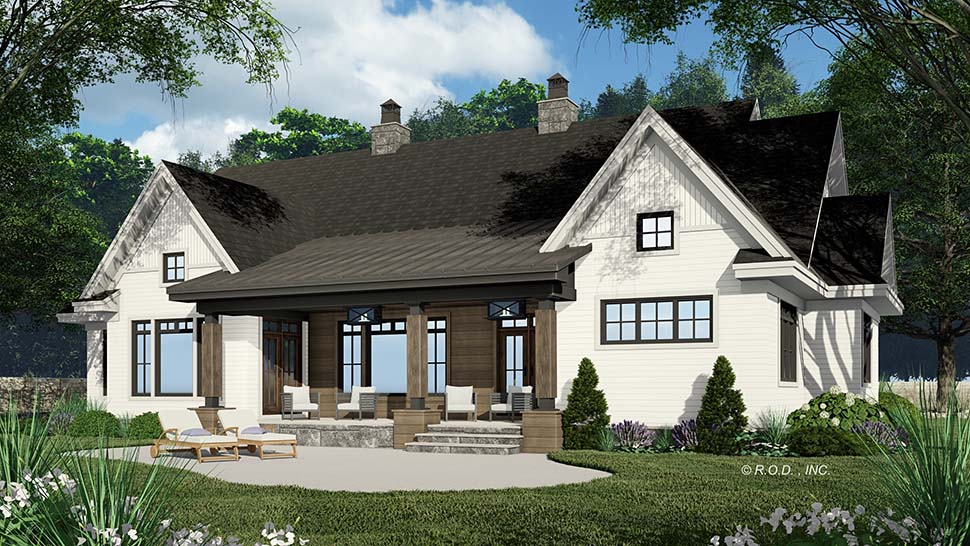 Farmhouse Plan with 3415 Sq. Ft., 4 Bedrooms, 3 Bathrooms, 2 Car Garage Picture 4