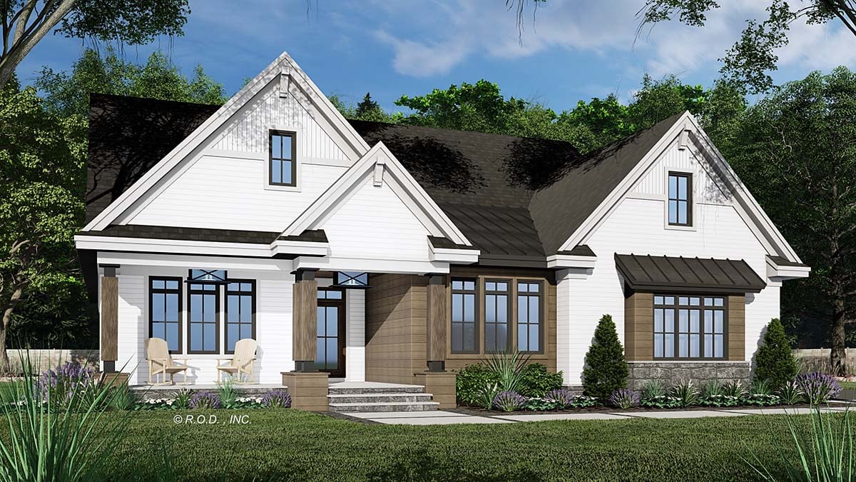 Farmhouse Plan with 2237 Sq. Ft., 2 Bedrooms, 3 Bathrooms, 2 Car Garage Elevation