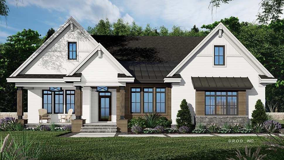 Farmhouse Plan with 2237 Sq. Ft., 2 Bedrooms, 3 Bathrooms, 2 Car Garage Picture 4