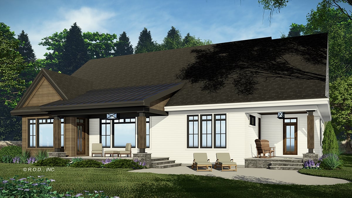 Farmhouse Traditional Rear Elevation of Plan 41939