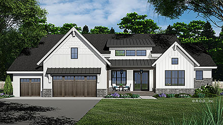 Contemporary Farmhouse New American Style Elevation of Plan 41940