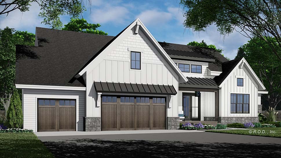 Contemporary, Farmhouse, New American Style Plan with 2176 Sq. Ft., 2 Bedrooms, 3 Bathrooms, 3 Car Garage Picture 3