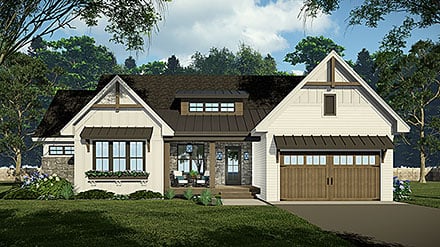 Contemporary, Country, Farmhouse, New American Style House Plan 41943 with 4 Beds, 2 Baths, 2 Car Garage