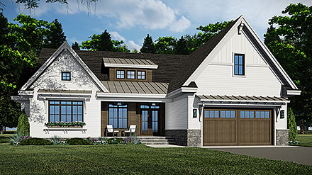 Contemporary Farmhouse New American Style Elevation of Plan 41944