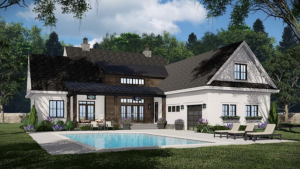 Contemporary, Country, Farmhouse Plan with 3482 Sq. Ft., 4 Bedrooms, 4 Bathrooms, 3 Car Garage Picture 4
