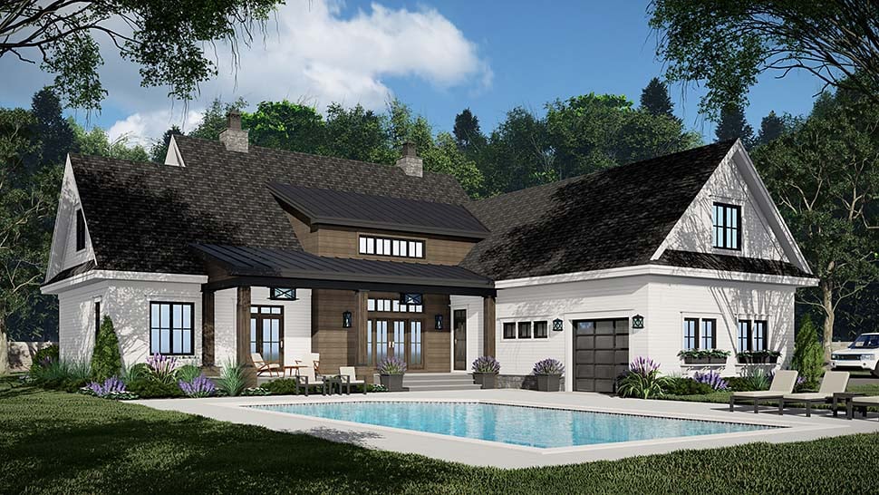Contemporary, Country, Farmhouse Plan with 3482 Sq. Ft., 4 Bedrooms, 4 Bathrooms, 3 Car Garage Picture 5