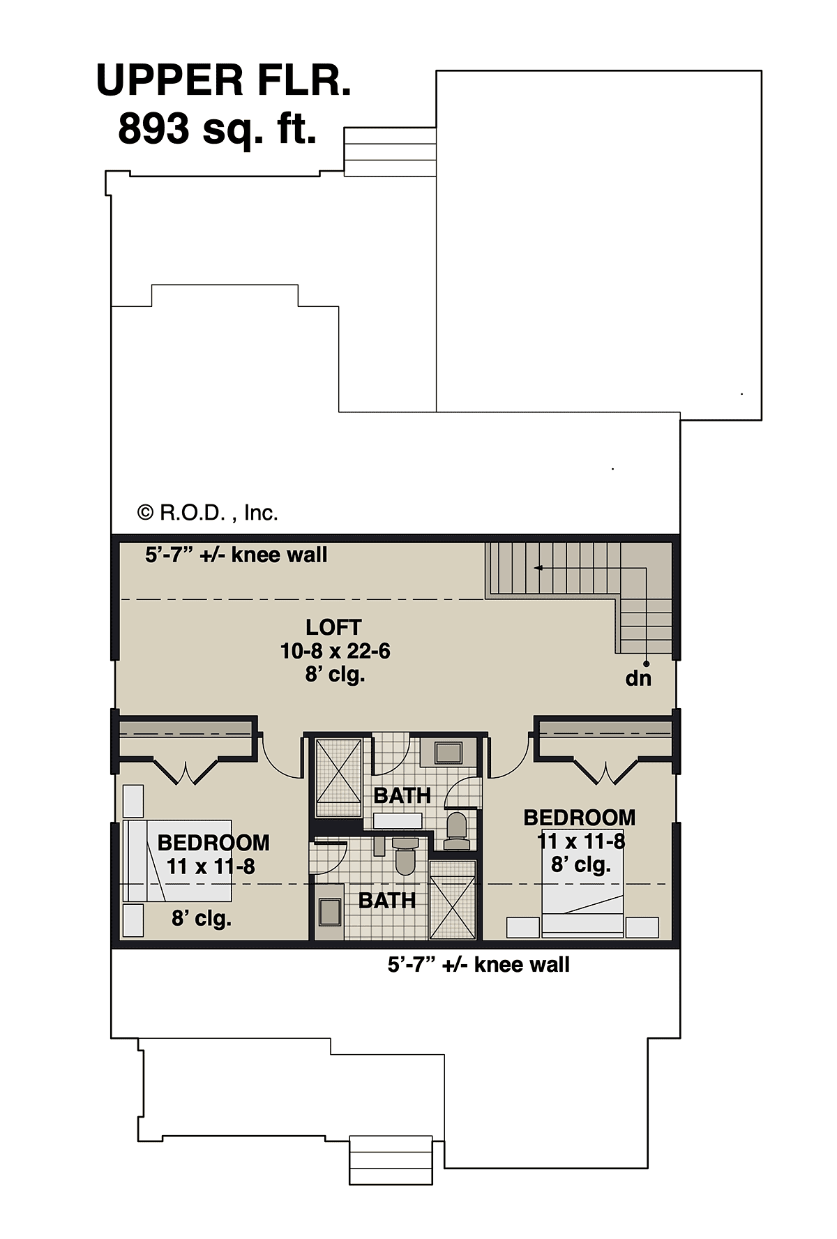 Cottage Country Farmhouse Level Two of Plan 41950