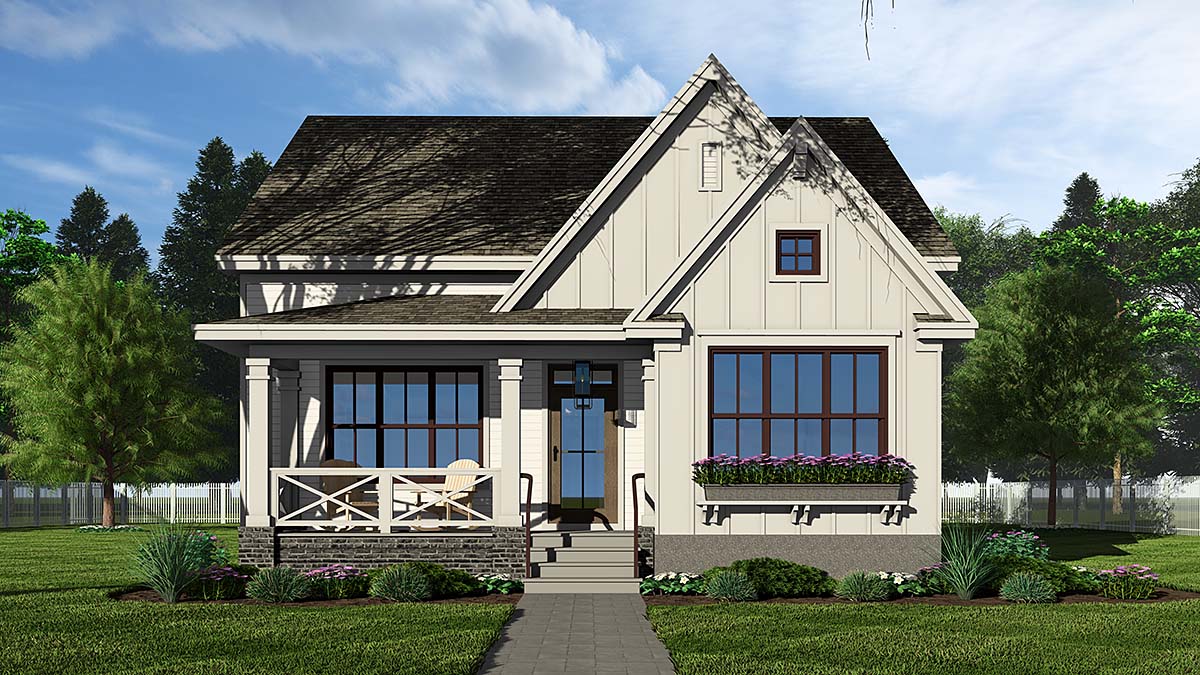 Cottage, Country, Farmhouse Plan with 2454 Sq. Ft., 3 Bedrooms, 4 Bathrooms, 2 Car Garage Elevation
