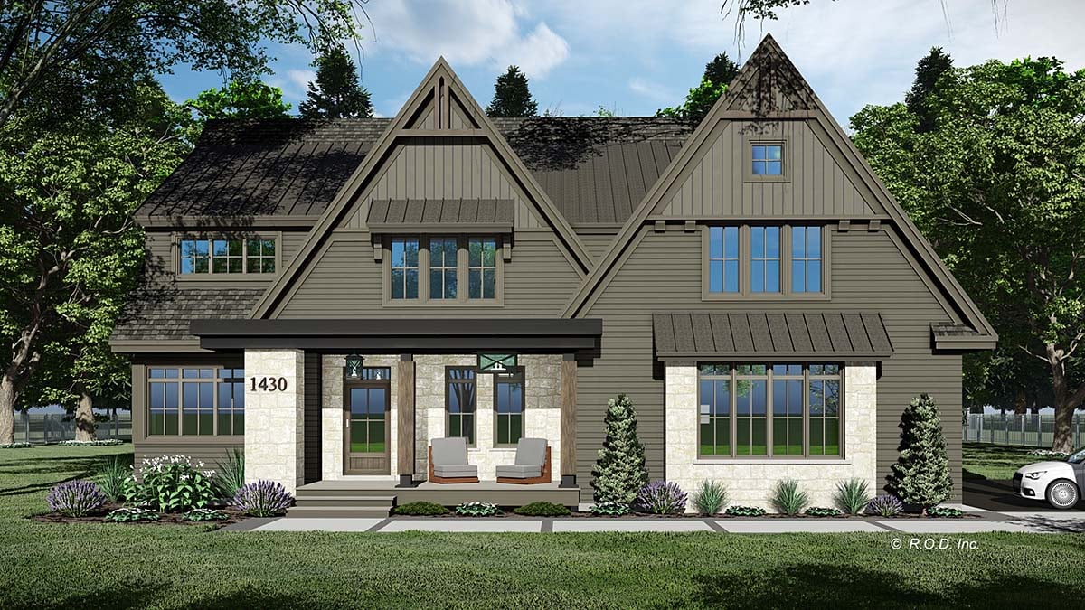 Country, Craftsman, Farmhouse, Traditional Plan with 3136 Sq. Ft., 4 Bedrooms, 4 Bathrooms, 3 Car Garage Elevation