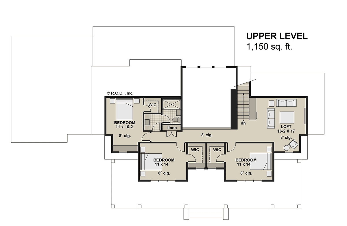 Country Craftsman Farmhouse Level Two of Plan 41954