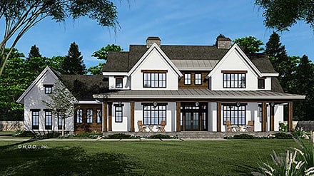 Country Craftsman Farmhouse Elevation of Plan 41954