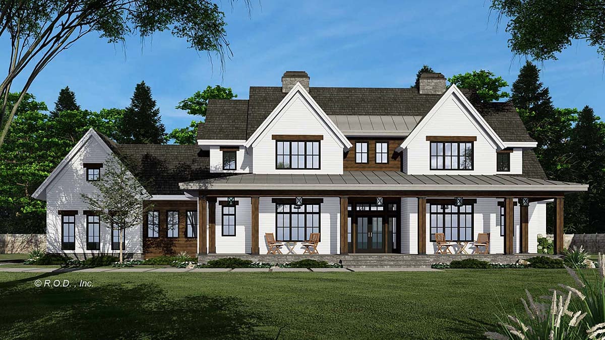 Country, Craftsman, Farmhouse Plan with 3235 Sq. Ft., 5 Bedrooms, 4 Bathrooms, 3 Car Garage Elevation