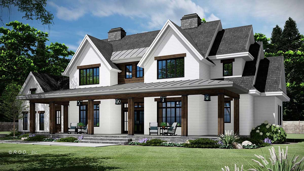 Country, Craftsman, Farmhouse Plan with 3235 Sq. Ft., 5 Bedrooms, 4 Bathrooms, 3 Car Garage Picture 2