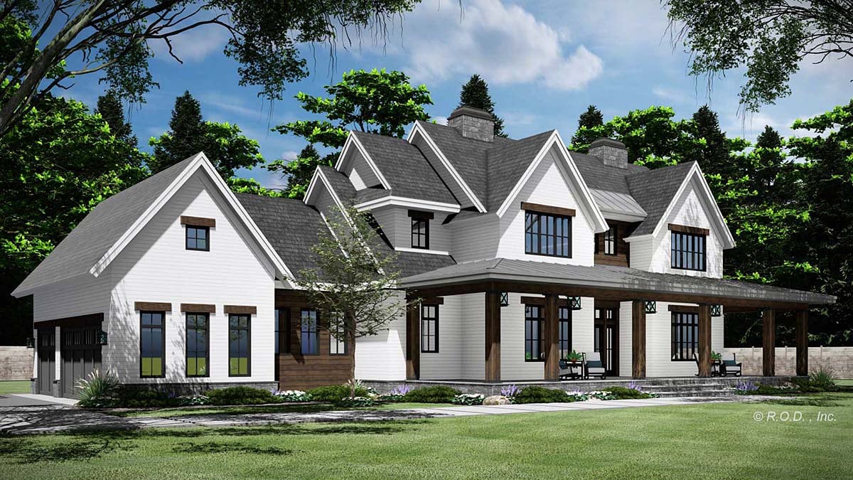 Country, Craftsman, Farmhouse Plan with 3235 Sq. Ft., 5 Bedrooms, 4 Bathrooms, 3 Car Garage Picture 3