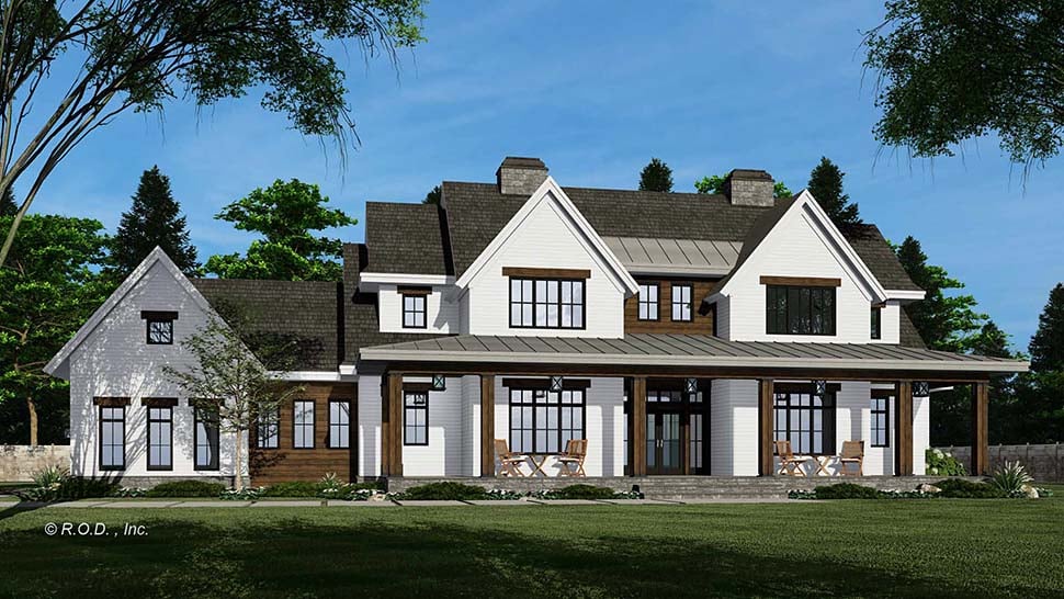 Country, Craftsman, Farmhouse Plan with 3235 Sq. Ft., 5 Bedrooms, 4 Bathrooms, 3 Car Garage Picture 4