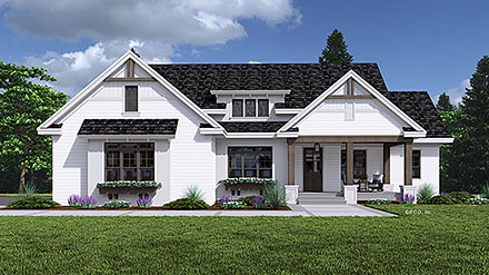 Craftsman Farmhouse New American Style Traditional Elevation of Plan 41955