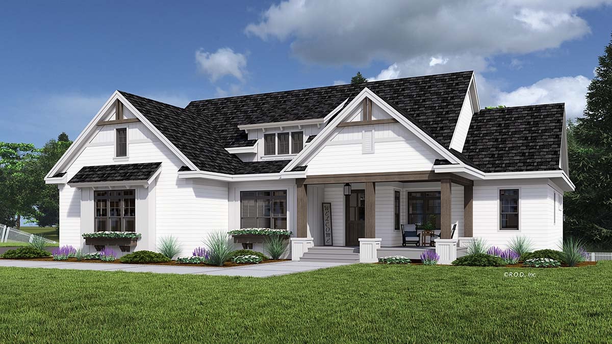 Craftsman, Farmhouse, New American Style, Traditional Plan with 3046 Sq. Ft., 4 Bedrooms, 4 Bathrooms, 2 Car Garage Picture 2