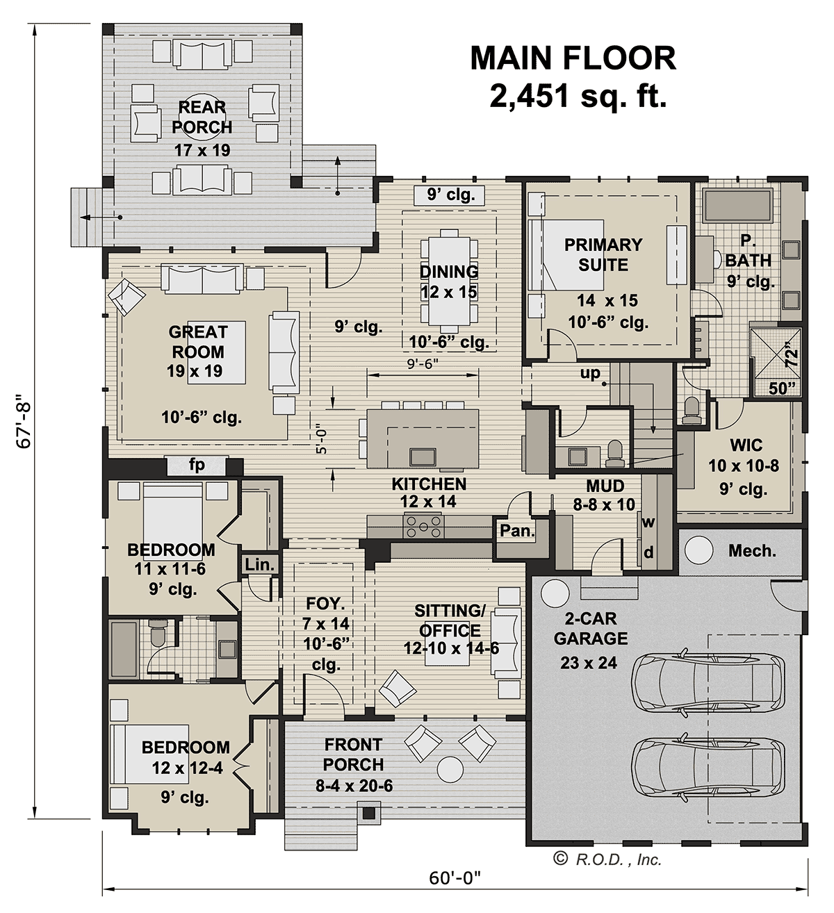 Country Farmhouse Traditional Level One of Plan 41958