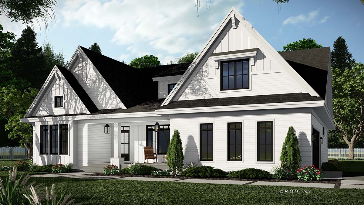 Country, Farmhouse, Traditional Plan with 2451 Sq. Ft., 3 Bedrooms, 3 Bathrooms, 2 Car Garage Picture 2