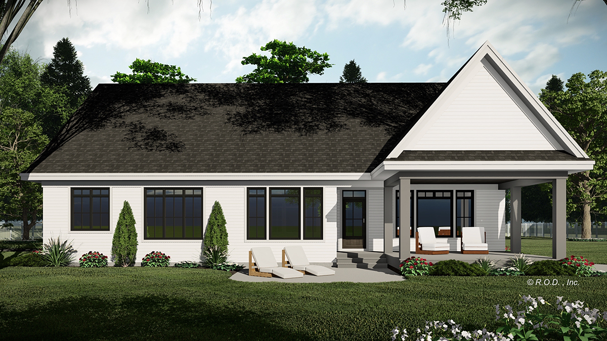 Country, Farmhouse, Traditional Plan with 2451 Sq. Ft., 3 Bedrooms, 3 Bathrooms, 2 Car Garage Rear Elevation