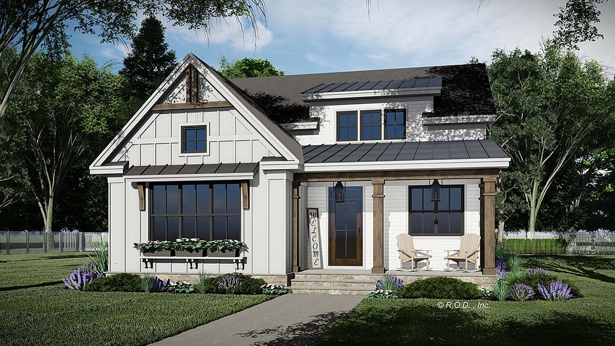 Cottage, Country, Farmhouse, Traditional Plan with 2419 Sq. Ft., 3 Bedrooms, 4 Bathrooms, 2 Car Garage Elevation