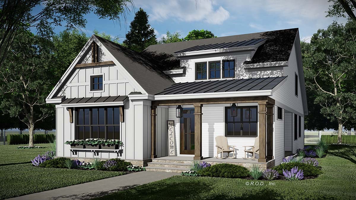 Cottage, Country, Farmhouse, Traditional Plan with 2419 Sq. Ft., 3 Bedrooms, 4 Bathrooms, 2 Car Garage Picture 2