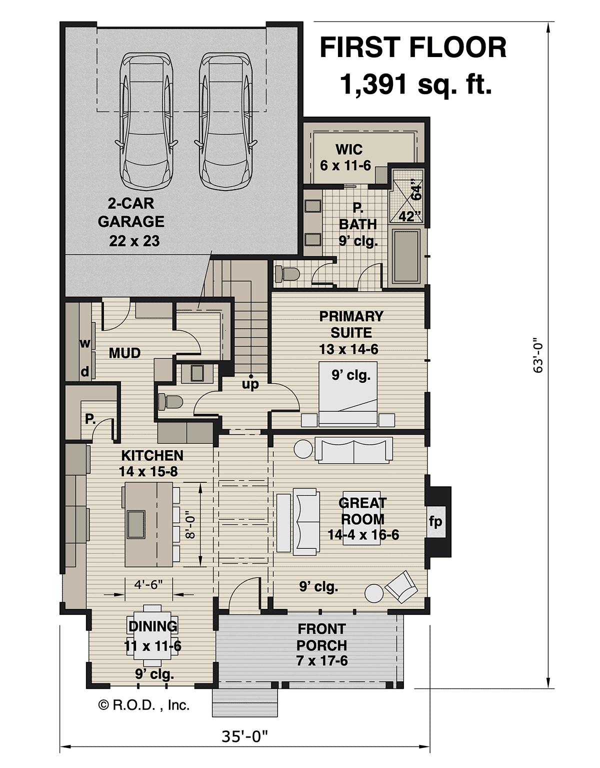 Bungalow Cottage Country Craftsman Traditional Level One of Plan 41961