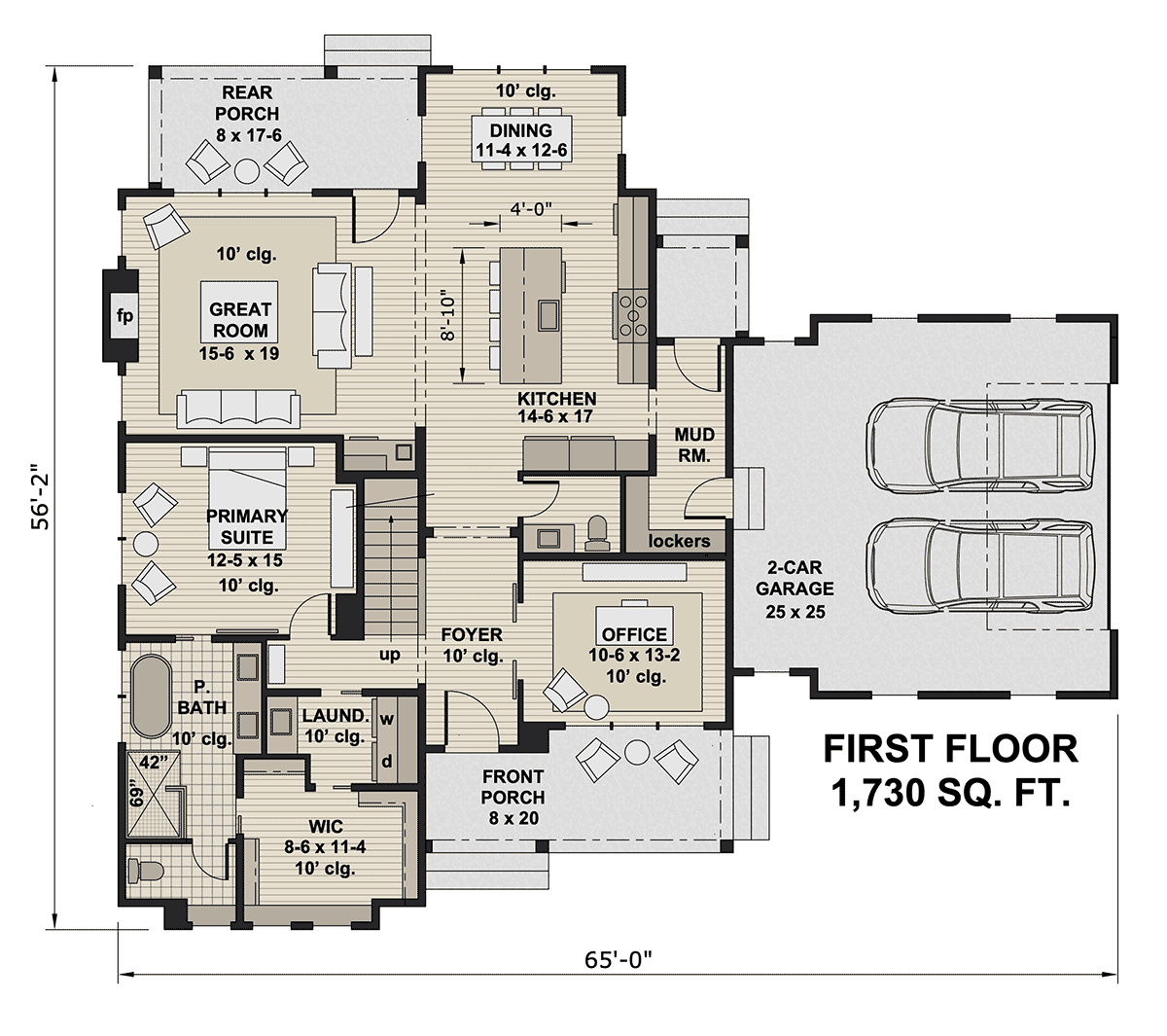 Country Farmhouse New American Style Level One of Plan 41973