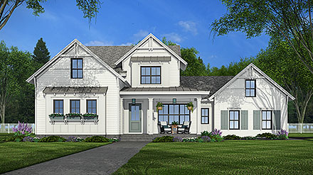 Country Farmhouse New American Style Elevation of Plan 41973