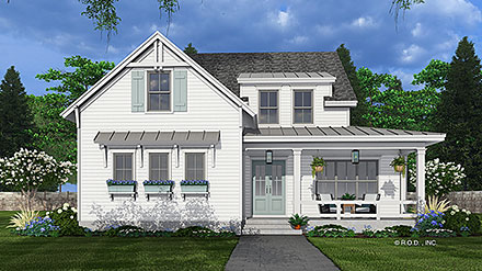 Contemporary Country Farmhouse Traditional Elevation of Plan 41975