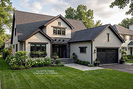 Contemporary Country Farmhouse Elevation of Plan 41984
