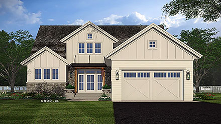 Farmhouse New American Style Traditional Elevation of Plan 41985