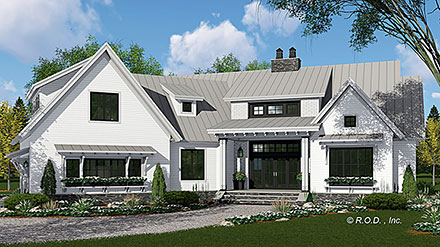 Country Farmhouse New American Style Elevation of Plan 41992