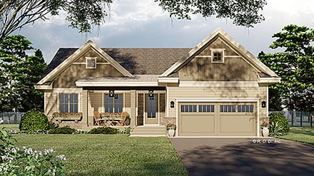 Country Craftsman Ranch Elevation of Plan 41997