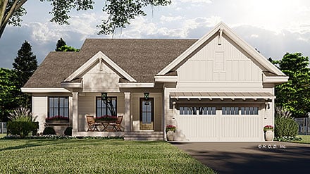Cottage Country Craftsman Farmhouse New American Style Ranch Elevation of Plan 41998