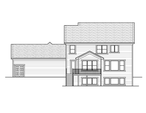 European Traditional Rear Elevation of Plan 42000