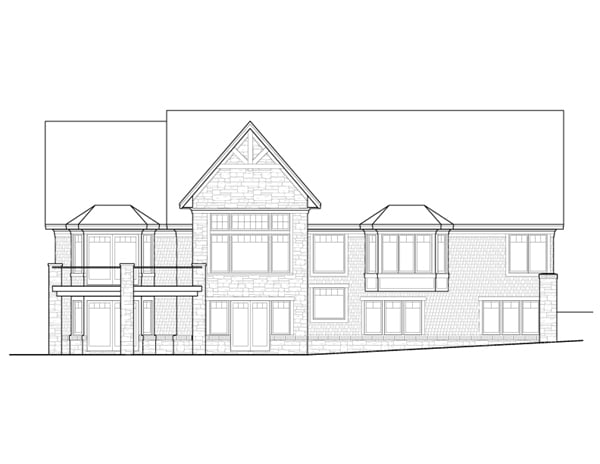 European One-Story Ranch Traditional Rear Elevation of Plan 42002