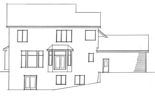 Colonial European Traditional Rear Elevation of Plan 42005