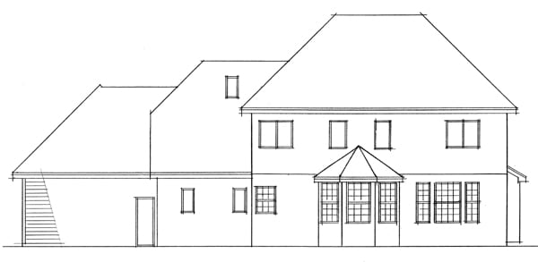 Colonial European Traditional Rear Elevation of Plan 42011