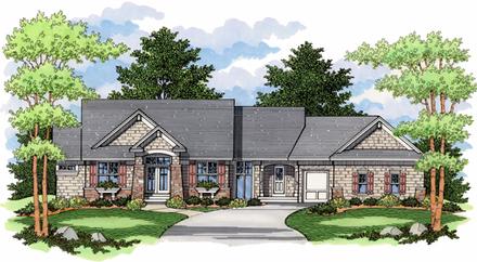 European One-Story Ranch Traditional Elevation of Plan 42012