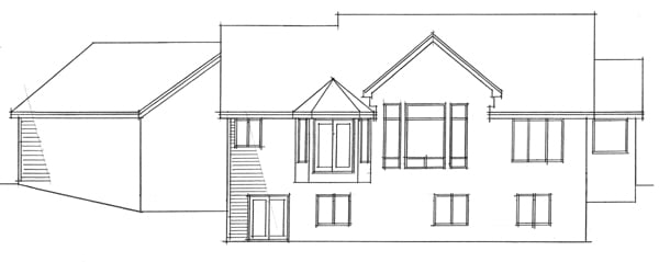 European One-Story Ranch Traditional Rear Elevation of Plan 42012