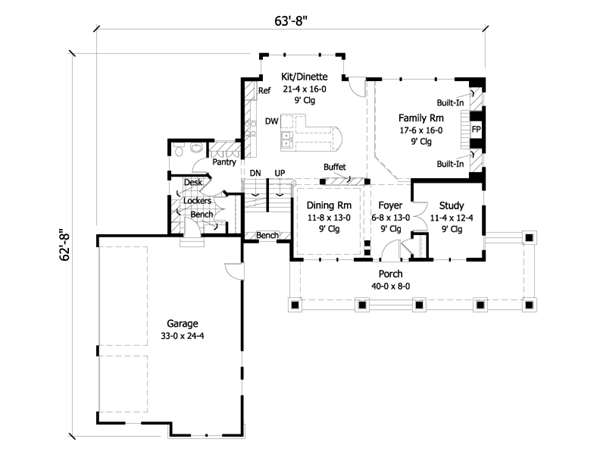 European Farmhouse Traditional Level One of Plan 42014