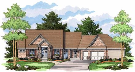 European One-Story Ranch Traditional Elevation of Plan 42015